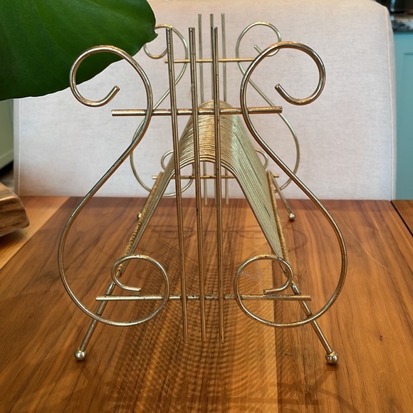 ***SOLD****Mid Century Modern Vintage Gold Metal 45 Record LP Stand Music - Picture 4 of 15